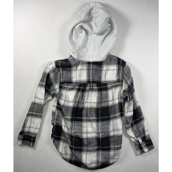 American Eagle Hoodie Women’s Size XS Long Sleeve Button Up Pocket Cotton Plaid - Picture 2 of 7
